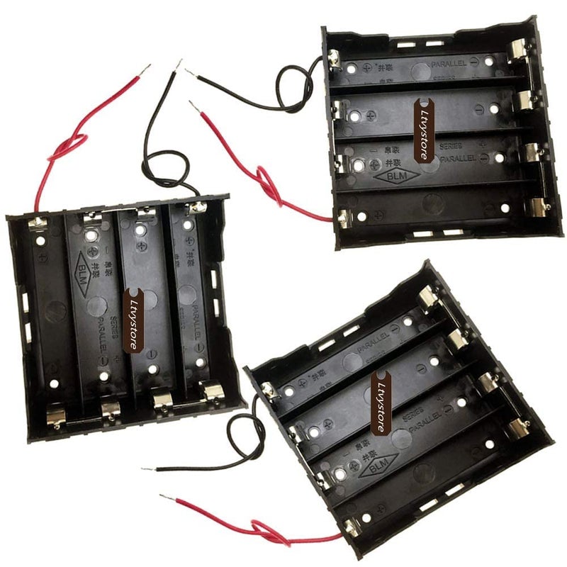 Ltvystore 18650 Battery Case Holder, 3 Pcs 4 Slots x 3.7V 14.8Volt DIY Battery Storage Box, in Series Black Plastic Batteries Case for 4 x 18650 Ltvystore - Image 2